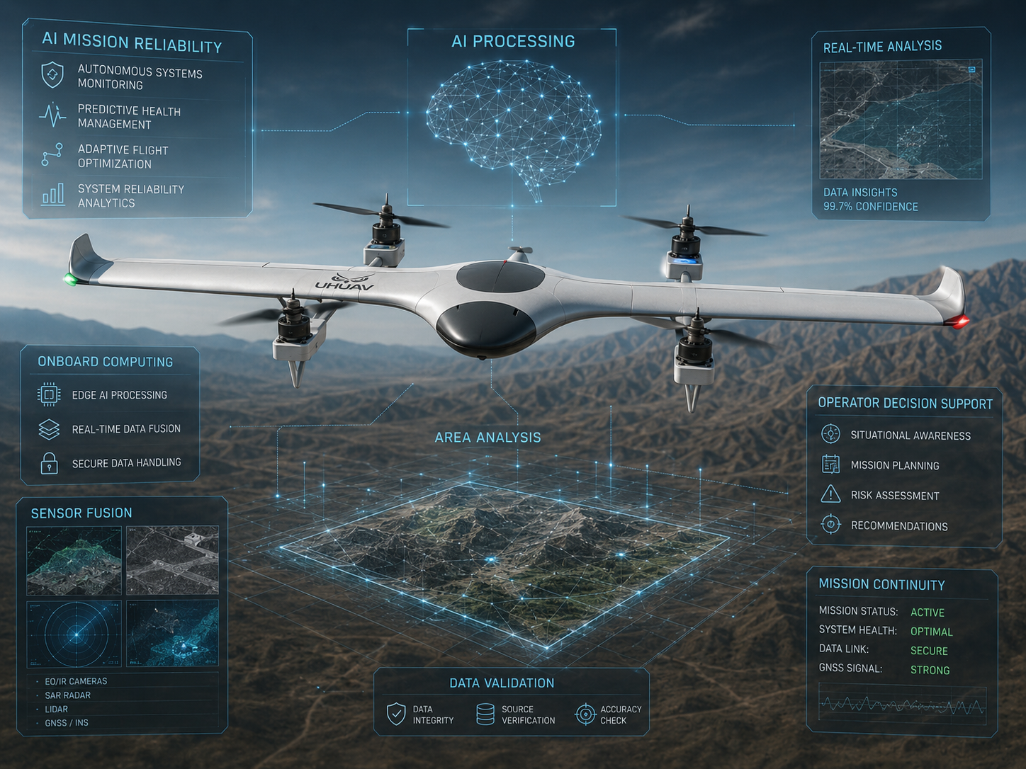 AI-powered mission reliability and intelligent decision-making in autonomous UAV operations