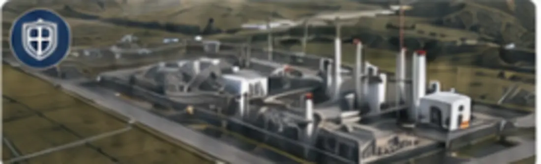 Illustrative aerial view of an industrial facility